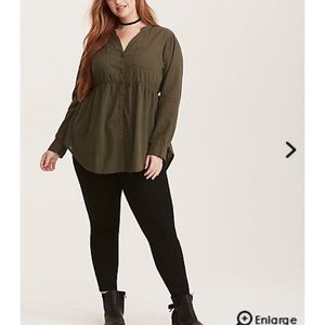 Torrid Olive Shadow Stripe Babydoll Tunic